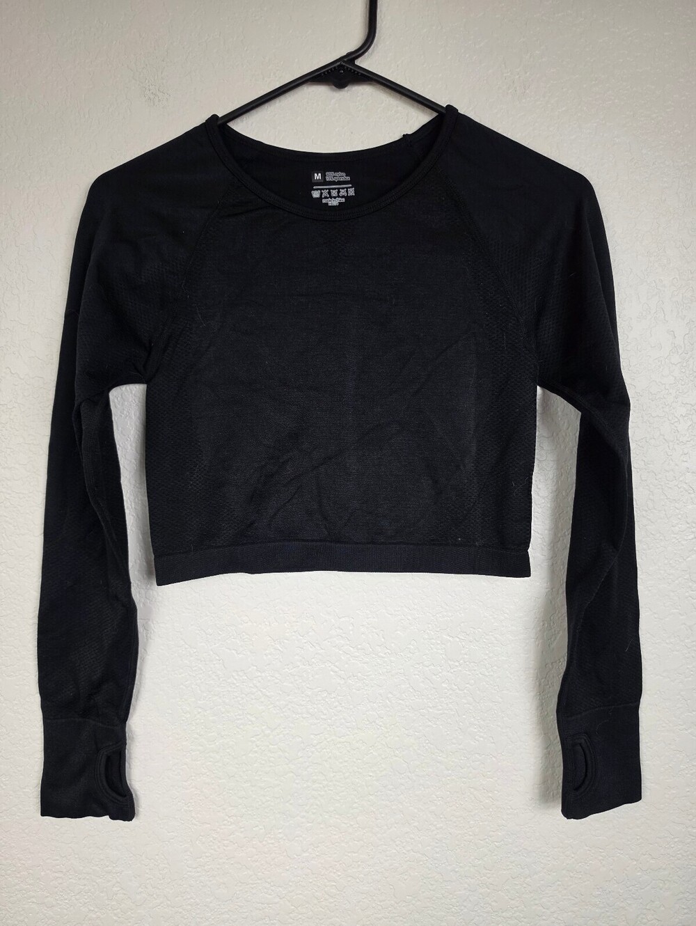 H&M Black Long Sleeve Crop Top Medium
